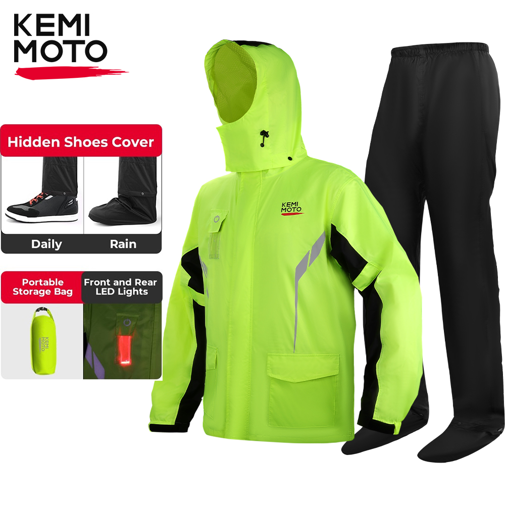 Cycling Gear For Rain - KEMIMOTO Unisex Waterproof Raincoat Set with