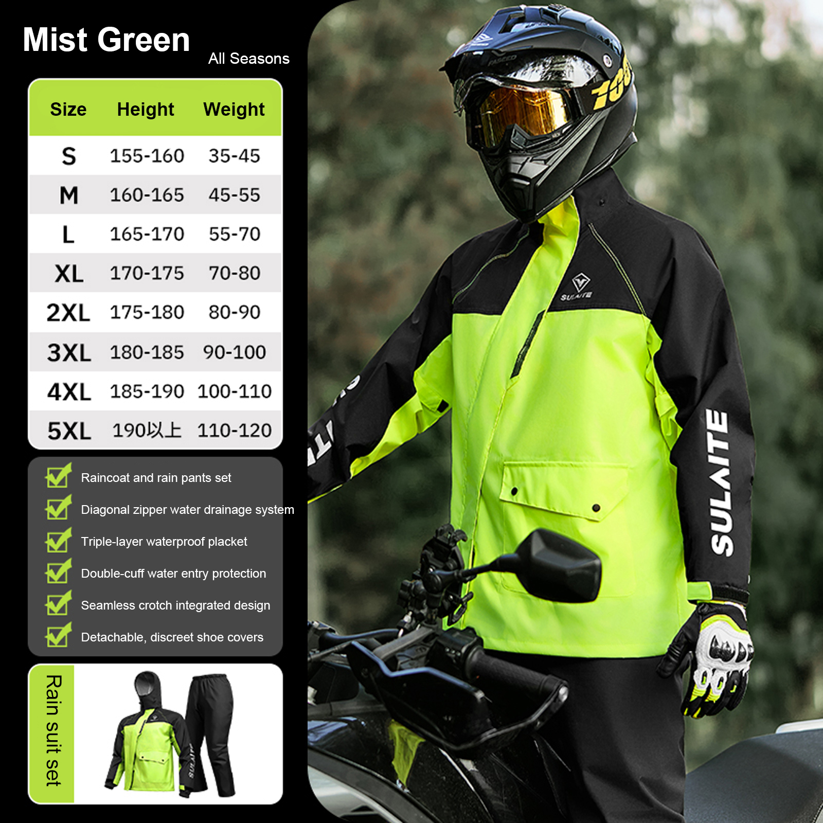 Motorcycle Rain Suit for Men & – Cycling Gear For Rain Bewertung und Preis